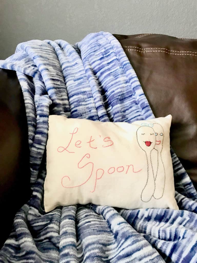 Need a Valentine's Day Gift your significant other will Flip Over?  Help a lover out with this DIY pillow to let them know when you're in the mood. This is one handmade gift they'll LOVE! | We Three Shanes