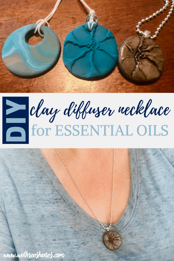 This stylish DIY Clay Diffuser Necklace for essential oils makes the perfect custom gift. It's incredibly frugal and easy to create so make one for yourself while your at it. Bring your favorite essential oils with you every where! Who doesn't need a little aroma therapy on the go? | We Three Shanes