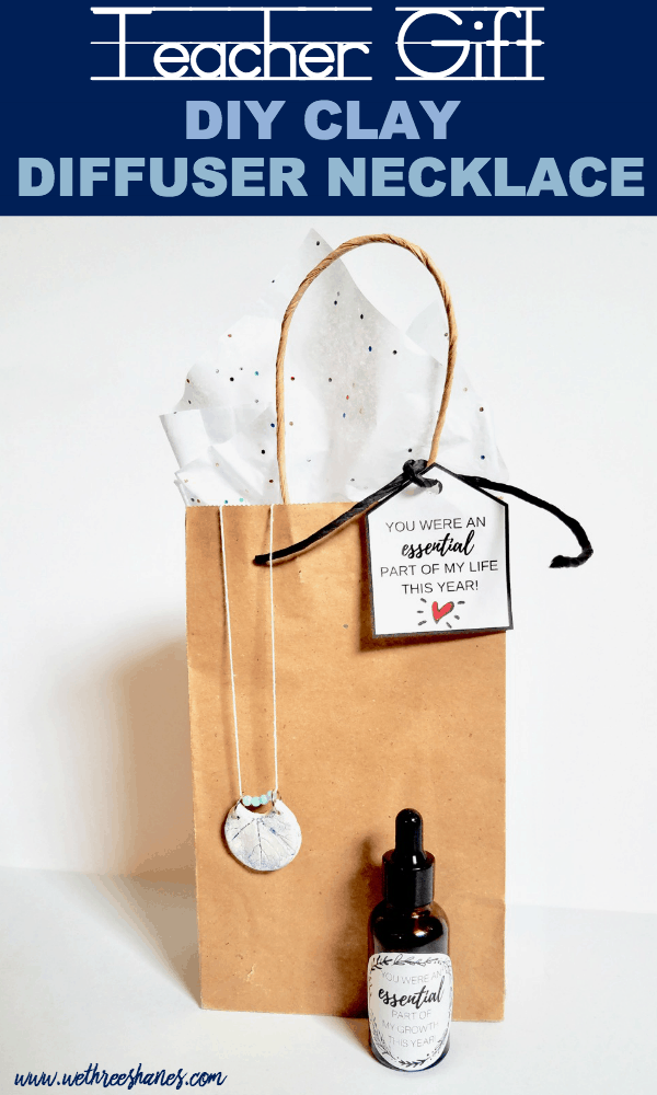 This stylish DIY Clay Diffuser Necklace for essential oils makes the perfect custom gift. It's incredibly frugal and easy to create so make one for yourself while your at it! Bring your favorite essential oils with you everywhere. Who doesn't need a little aroma therapy on the go? | We Three Shanes