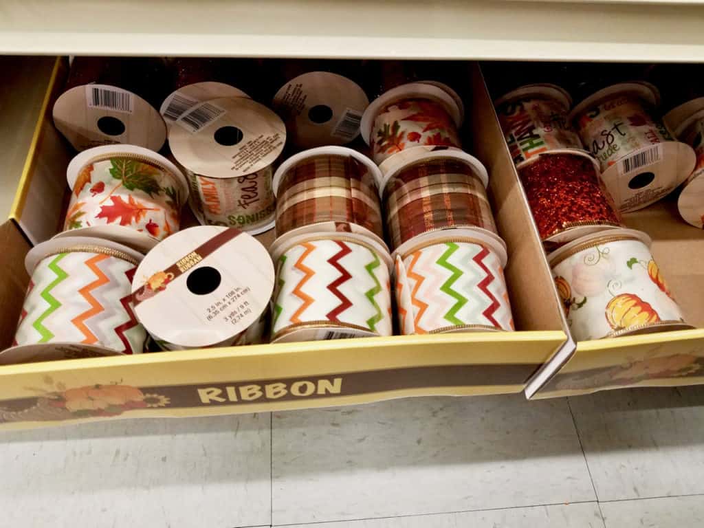 wide ribbon in fall colors and patterns from the dollar store.