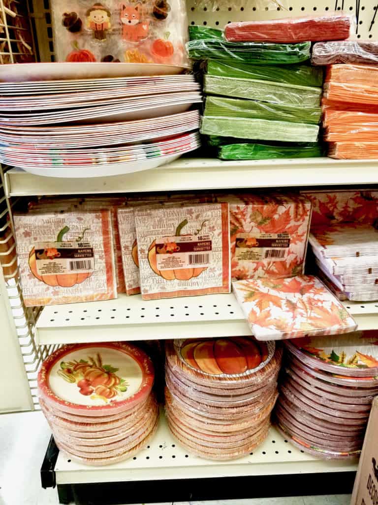 So many cute fall and halloween paper goods can be found at the dollar tree.