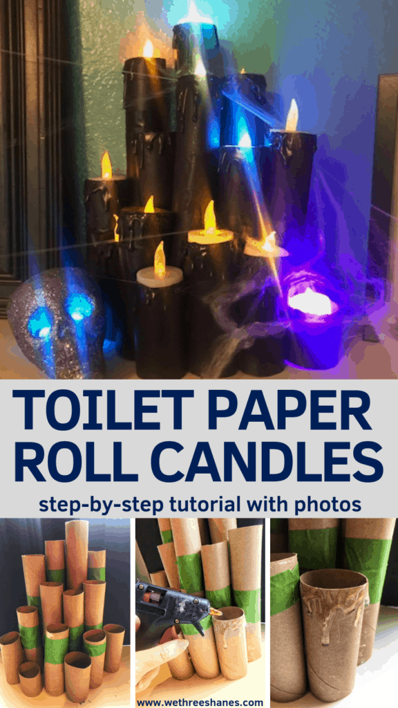 Now you can make your own Fake Halloween Toilet Paper Candles with this simple tutorial. It's cheap, easy and so much fun. In just a couple of steps you'll have your own creepy set. Create your own today! | We Three Shanes