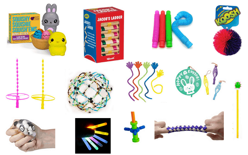 Small fidget items help fill up an Easter basket and kids love them. | We Three Shanes