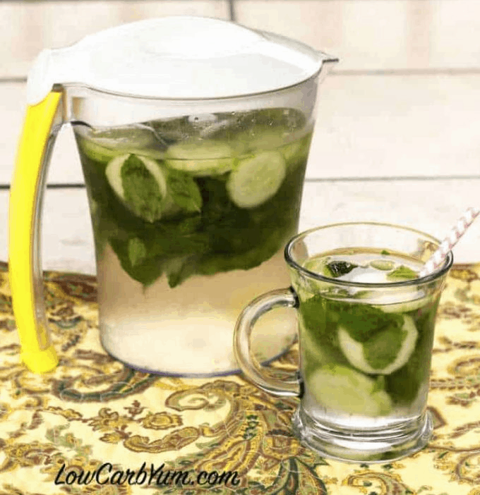 Cucumber Mint Infused Water is a refreshing way to stay hydrated this Summer. Check out this recipe and 16 other Flavored Water Recipes by clicking the link! | We Three Shanes