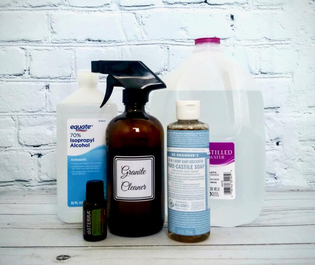 Not all natural ingredients are save to use on porous surfaces. This homemade granite cleaner is safe but still cleans and disinfects without harsh chemicals. | We Three Shanes 