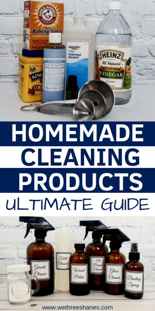 Want to ditch the chemicals found in commercial cleaners and save some cash? Check out how easy it is to make natural cleaning products using eco-friendly items you most likely have at home. Save some green while going green! | We Three Shanes