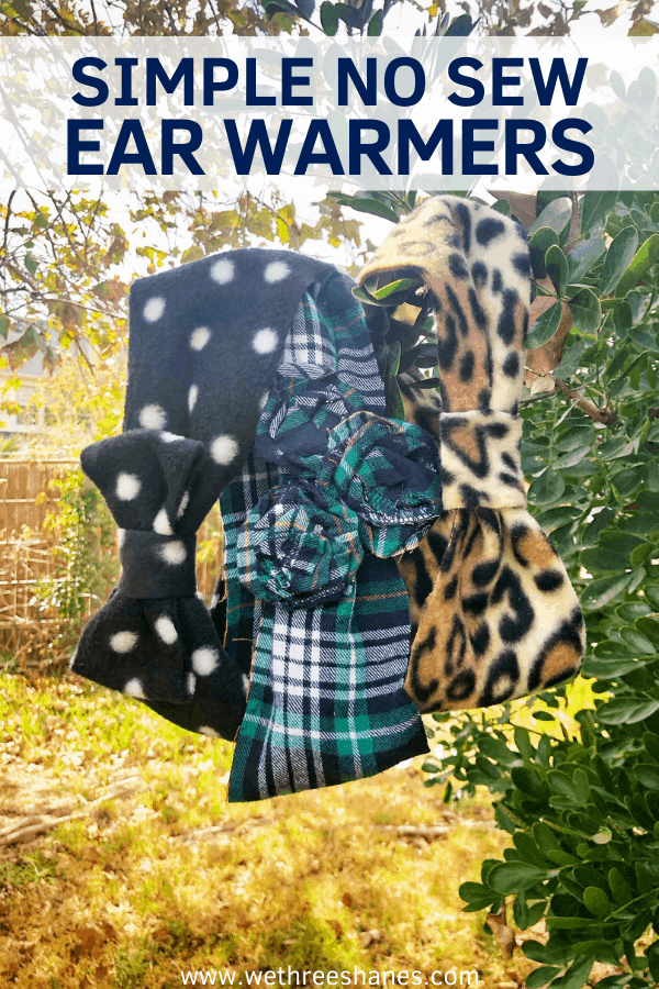 Learn how to make these cute DIY No Sew Ear Warmers and keep those ears warm during the colder months. It's an easy project with 3 styles to choose from! They make great DIY gifts and are a fun mommy and me project. | We Three Shanes