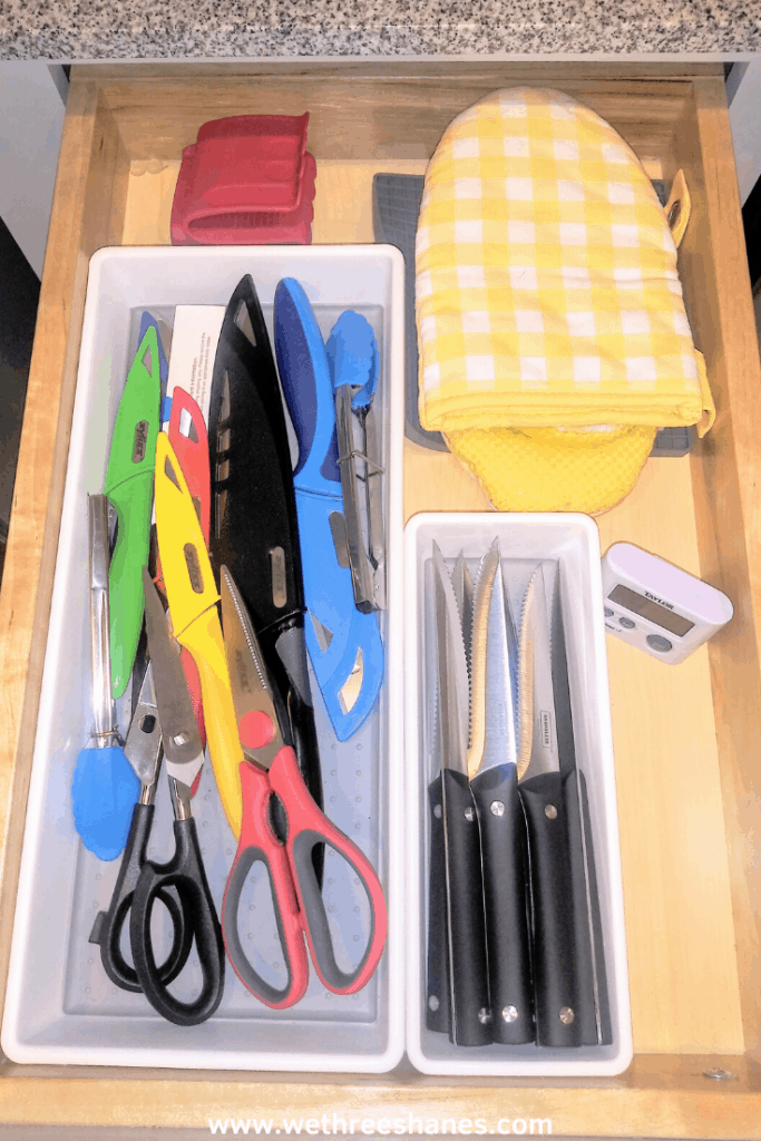 AN organized kitchen drawer. Everything has its place so it doesn't get cluttered.