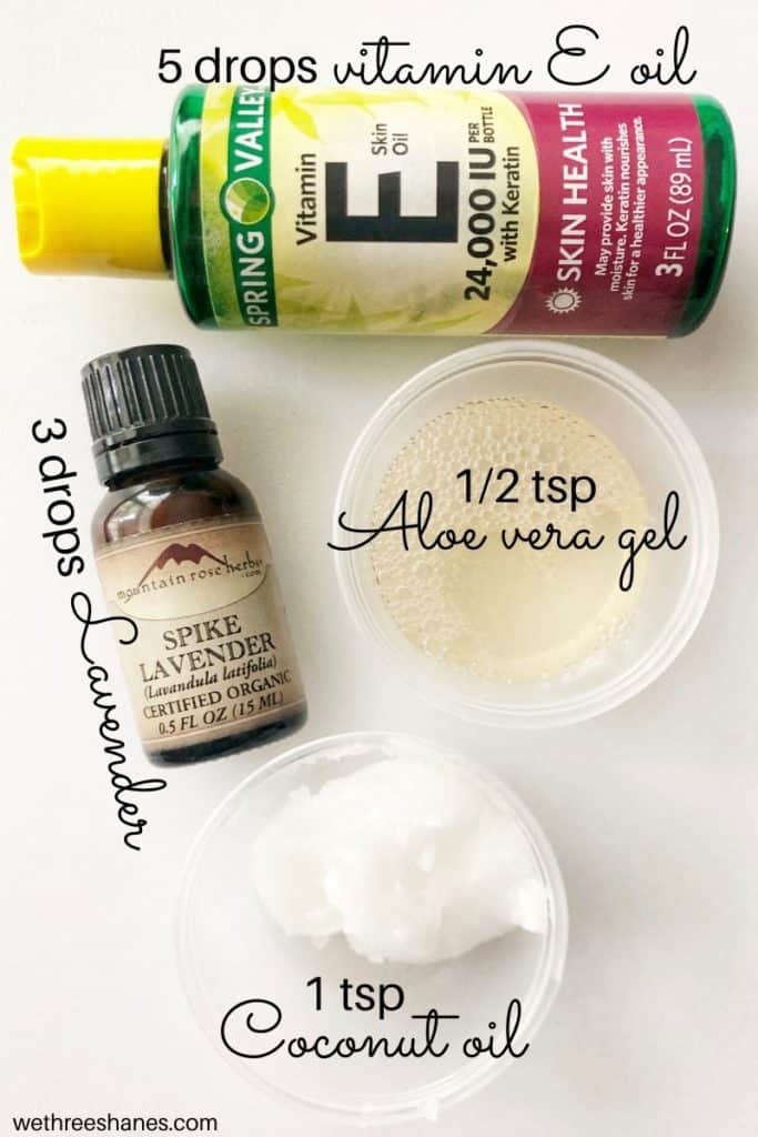 Don't use harmful chemicals on your delicate eye area! Try this DIY Eye Makeup Remover instead. It's easy & cheap to make with only 4 natural ingredients. | We Three Shanes