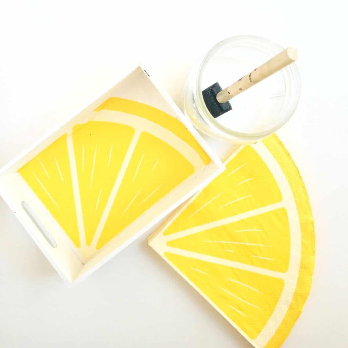 Decoupage Wood With Napkins Dollar Store Craft We Three Shanes