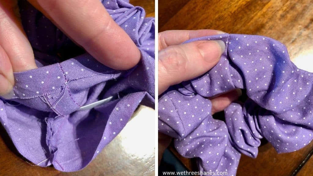 Making scrunchies is a fun and easy beginning sewing project to do with tweens and teens. Follow this step-by-step tutorial and you'll have adorable scrunchies in minutes! | We Three Shanes