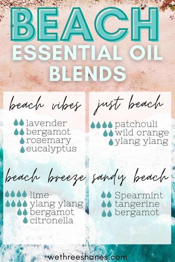 Missing the beach? Make your own beach essential oil blends to remind you of lazy summer days and a cool breeze on your skin. | We Three Shanes
