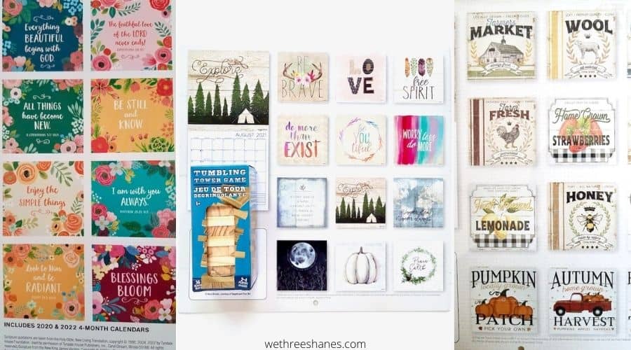 Use the squares from the backs of calendars to make the cutest DIY jenga block crafts. So many calendars to choose from. Buy them all and get crafting! | We Three Shanes