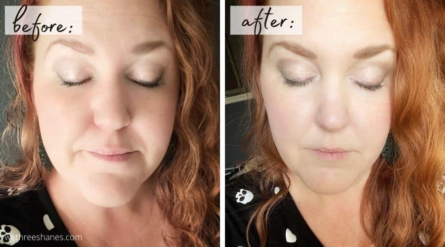 Check out these before and after photos of this amazing homemade setting spray. It keeps makeup in place all day long even in the Texas heat!