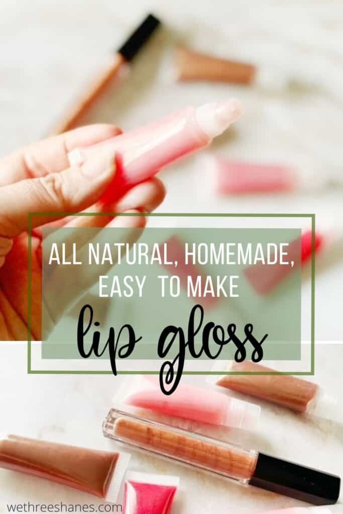 After making this all natural, super easy DIY lip gloss, you'll never have to buy the store bought kind full of chemicals again. | We Three Shanes