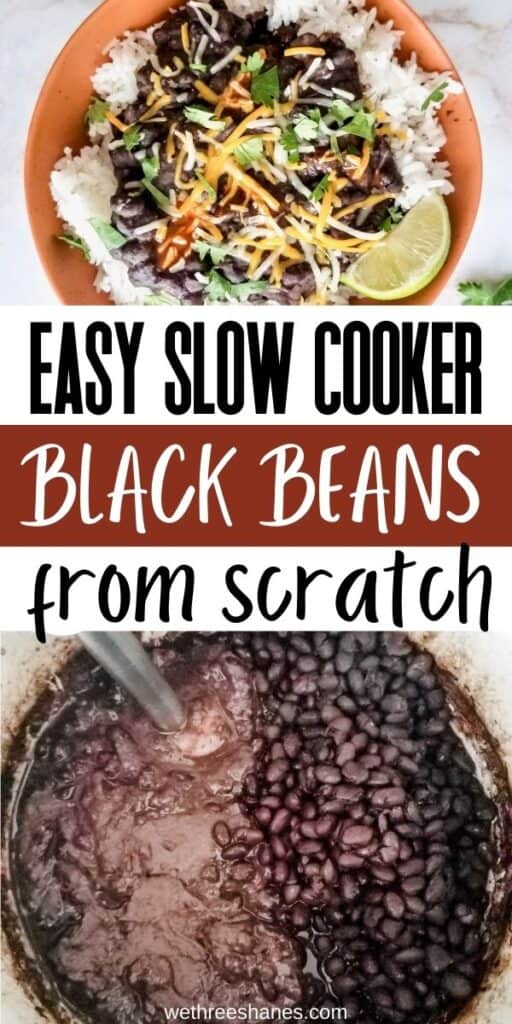 Learn how to make these easy crockpot black beans with this simple to follow recipe. A crazy frugal meal loaded with smokey chipotle flavor. | We Three Shanes