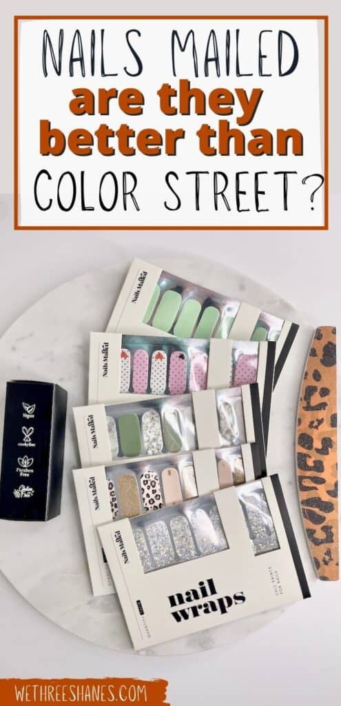 Are Nails Mailed better than Color Street? Read our review to see how they compare and which nail strips we recommend. | We Three Shanes