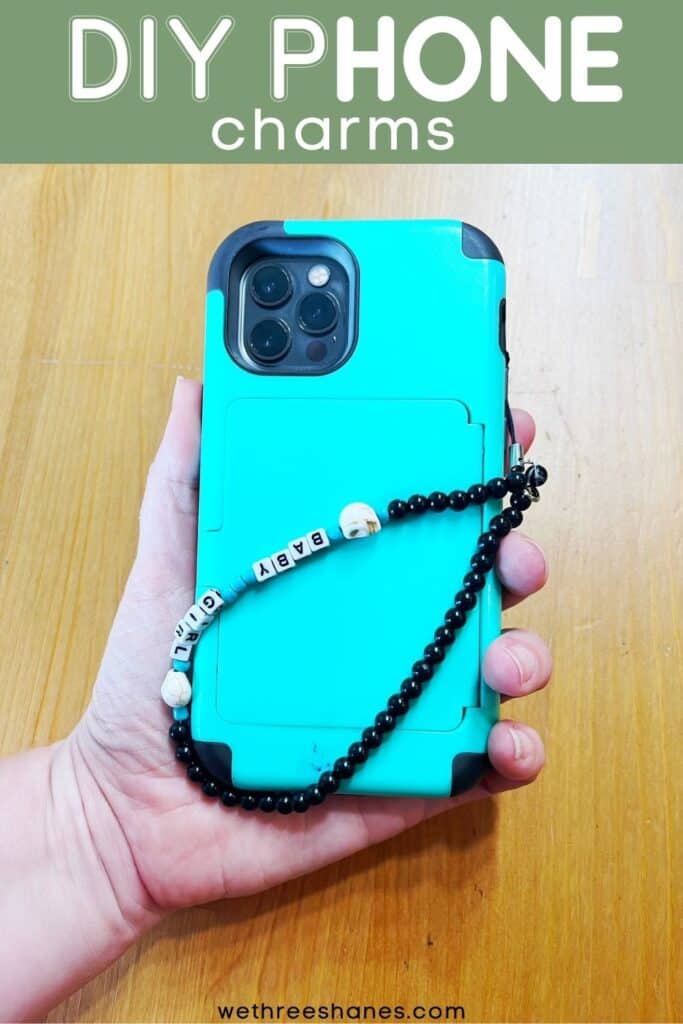 Learn how to make your very own phone charm to help carry your phone.  Customize it the exact way you want it. The possibilities are endless. | We Three Shanes