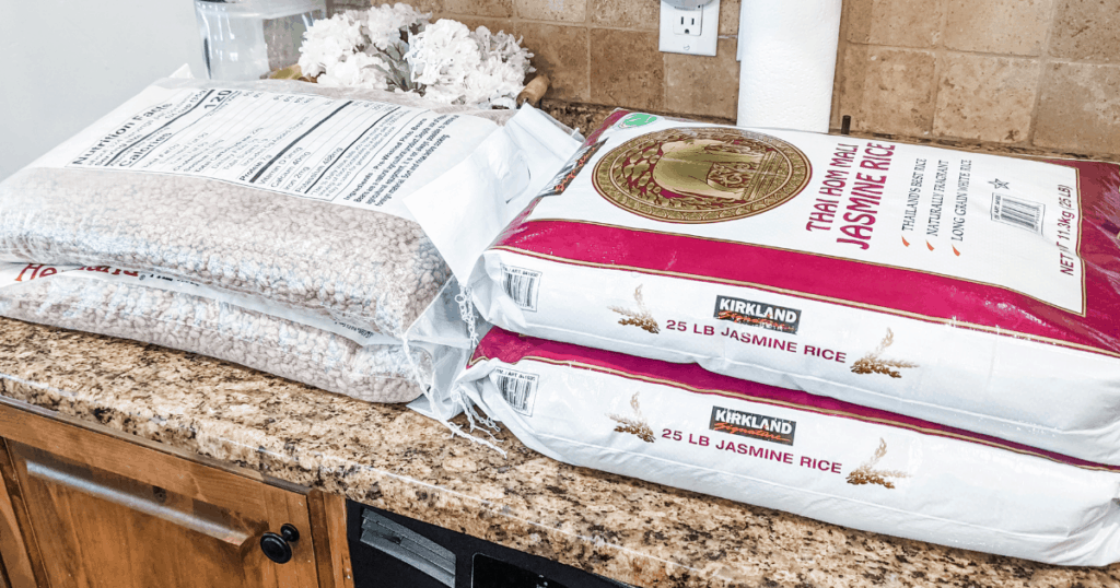 Jasmine rice and pinto beans purchased from Costco.