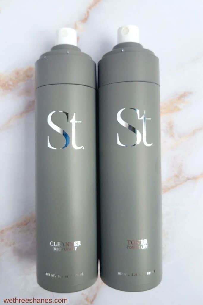 Seint Skincare System has great packaging. The bottles are granite grey with silver metallic writing. The cleanser and the toner have spray tops so you can get the perfect about of product for your needs.