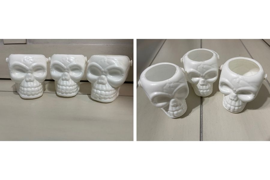 mini white skull buckets from dollar tree