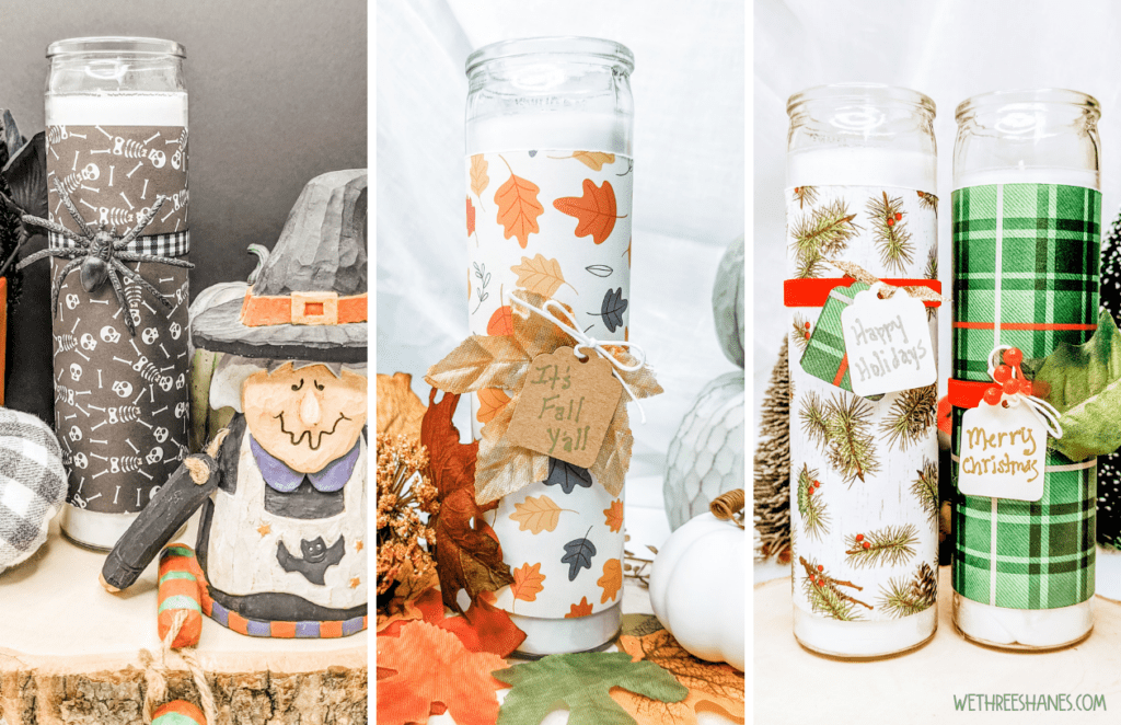 Halloween, Fall, and Christmas Covers for your Dollar Store Candles