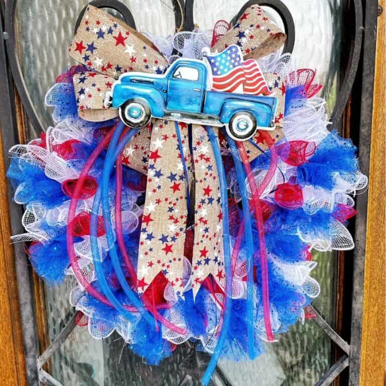 DIY Patriotic Deco Mesh Wreath For Cheap