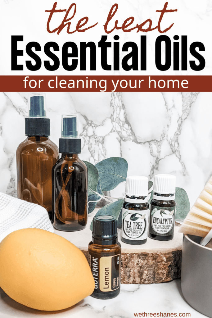 Essential oils can enhance your natural cleaning recipes. Find out which essential oils are best for cleaning, and what makes them so great! | We Three Shanes