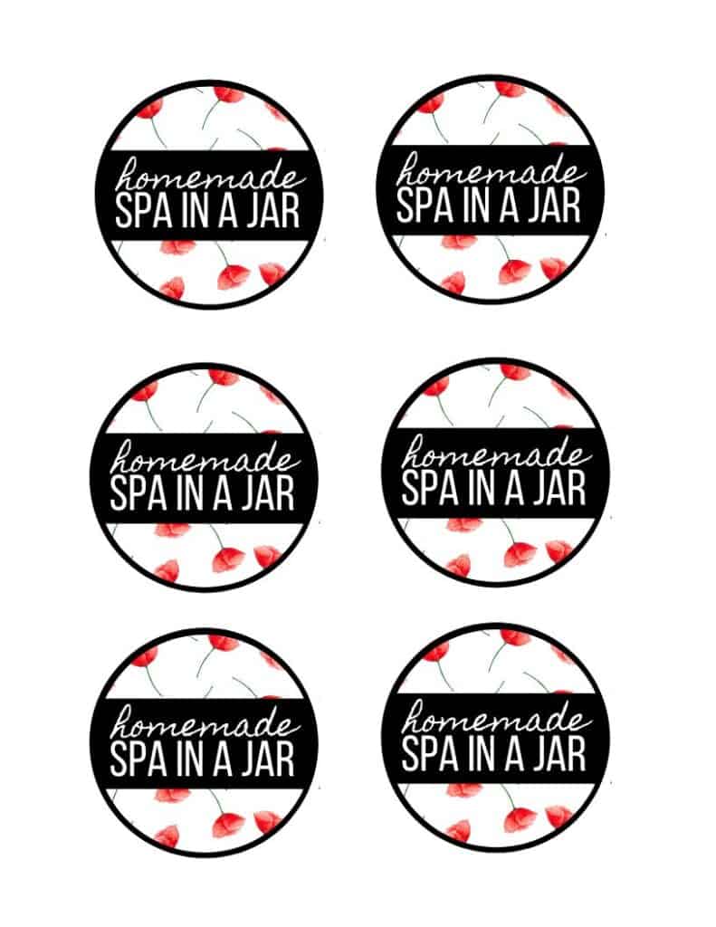 free printable spa in a jar tags