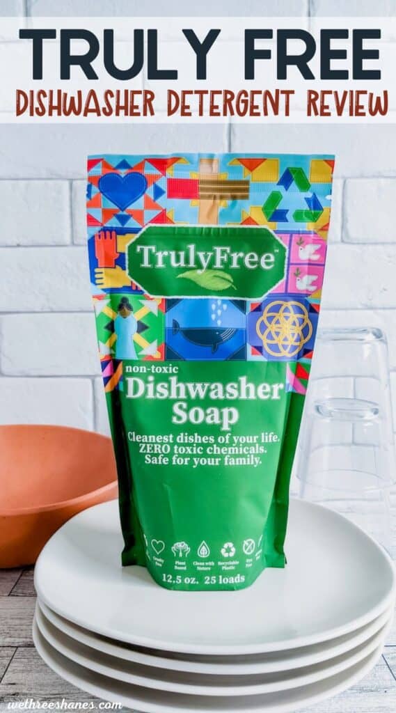 Want an eco-friendly dishwasher detergent thats good for your family, the planet, and works great? Truly Free is truly the BEST! | We Three Shanes