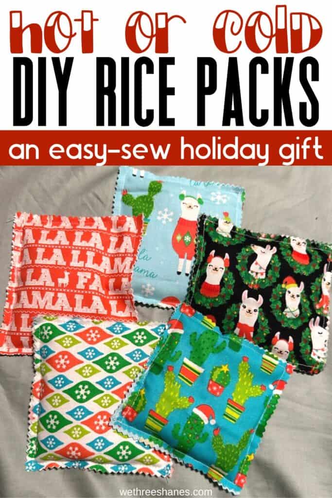 Learn how to make these microwavable or freezable DIY Rice packs using this simple to follow tutorial. Great for all your aches, pains, or keeping your hands warm. | We Three Shanes