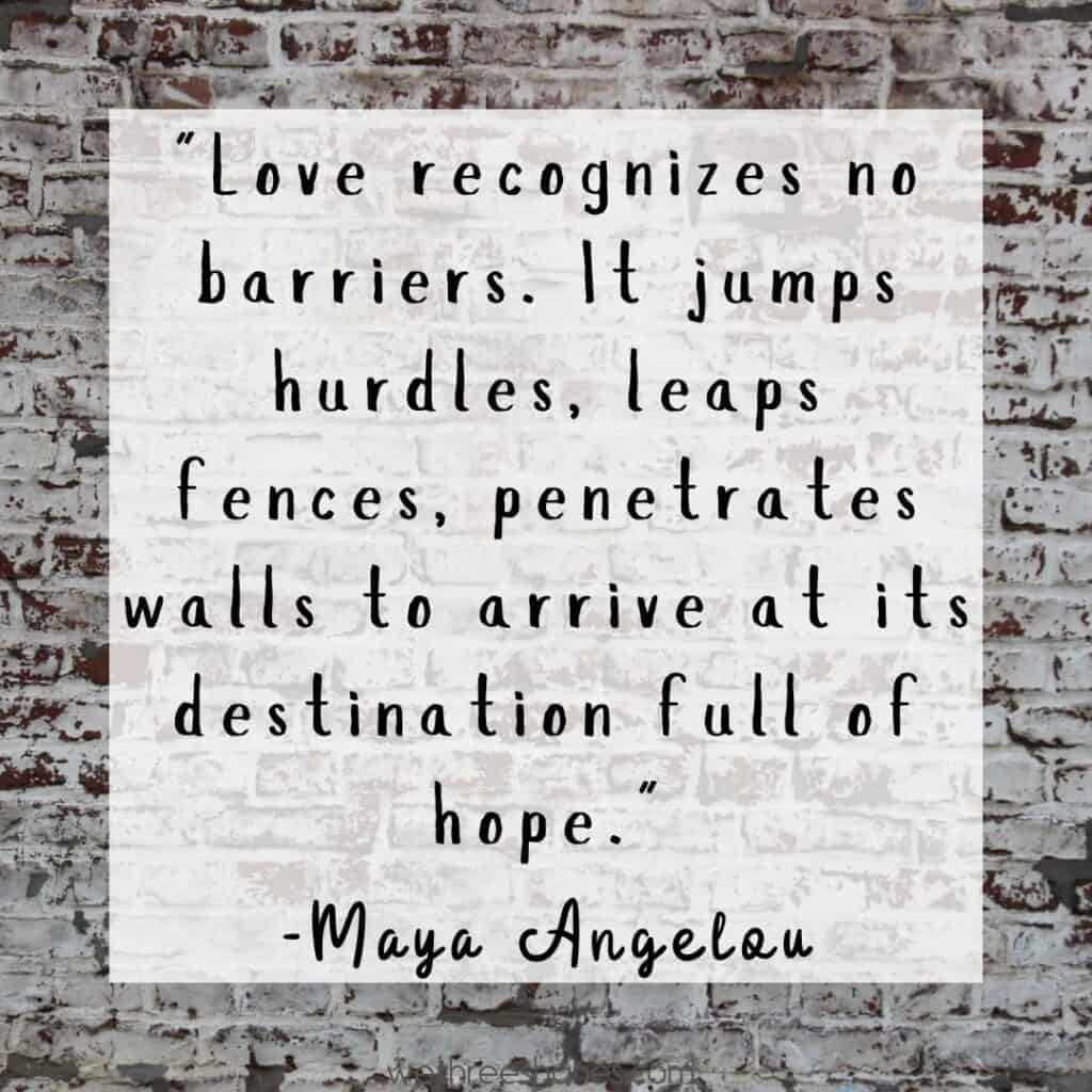 Maya Angelou Quote about love on a brick wall.