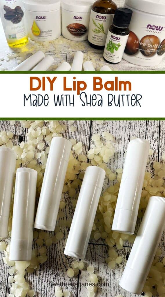Make this DIY lip balm at home with all natural ingredients including Shea Butter for soft lips