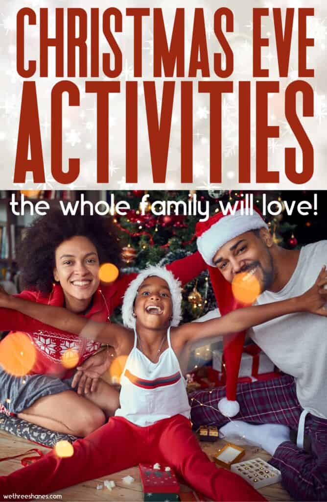 Family having fun together in front of the Christmas tree.