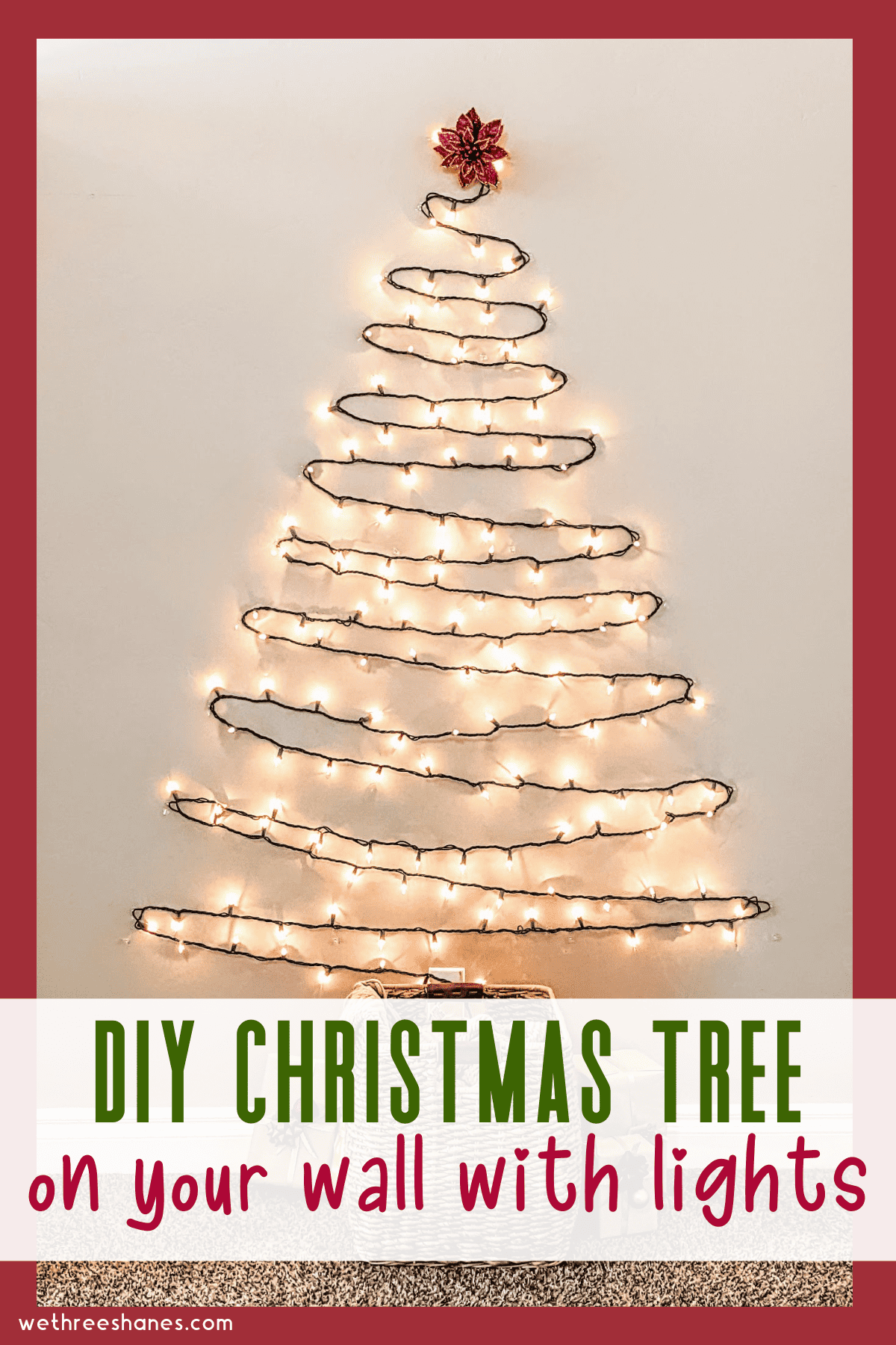 How to DIY a Wall Christmas Tree Using Lights | We Three Shanes