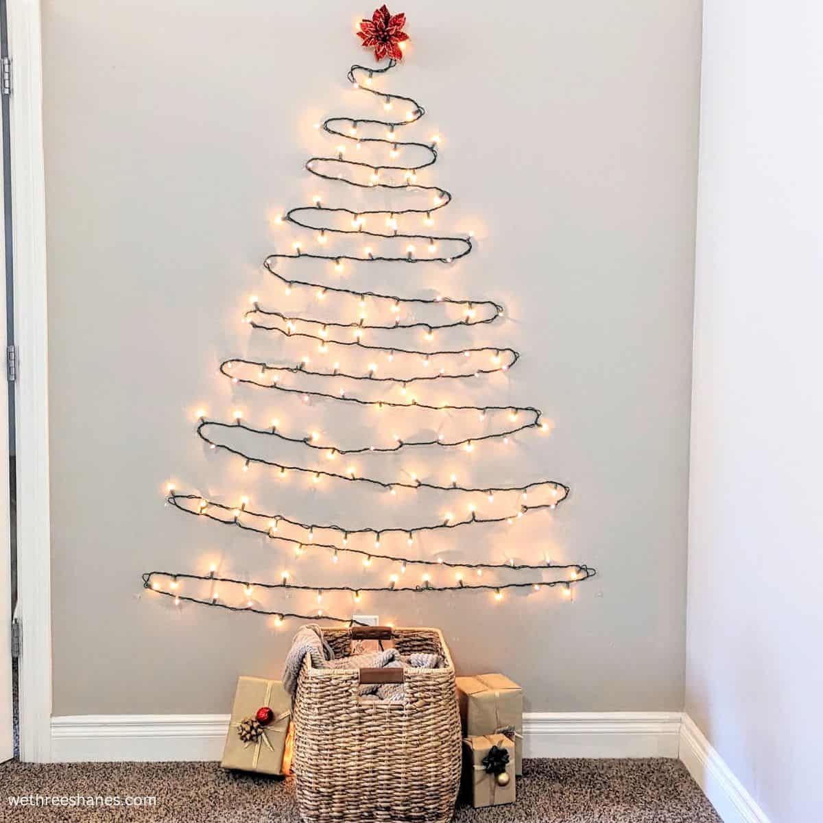 How to DIY a Wall Christmas Tree Using Lights