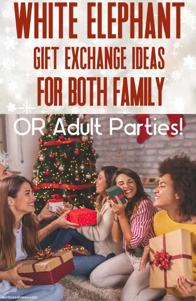 White elephant gift exchange ideas for both family parties and adult parties with gift ideas $30 and under wethreeshanes.com