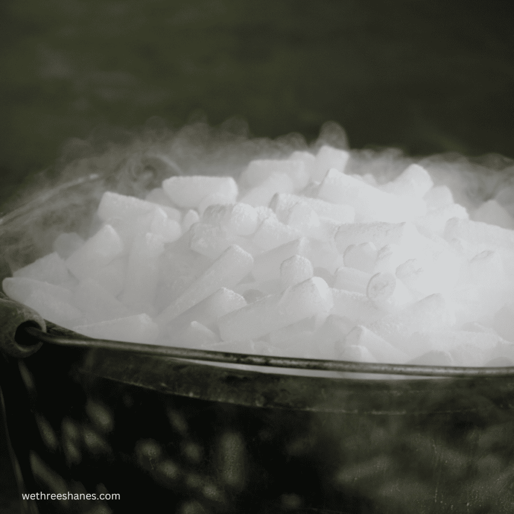 Dry ice in a cauldron