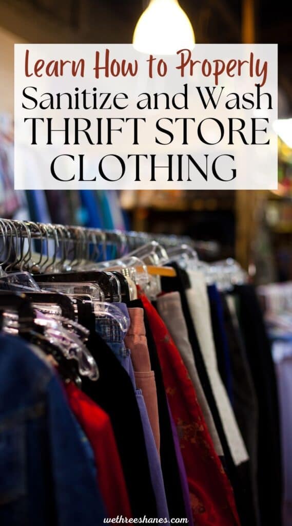 a rack of thrift store clothing