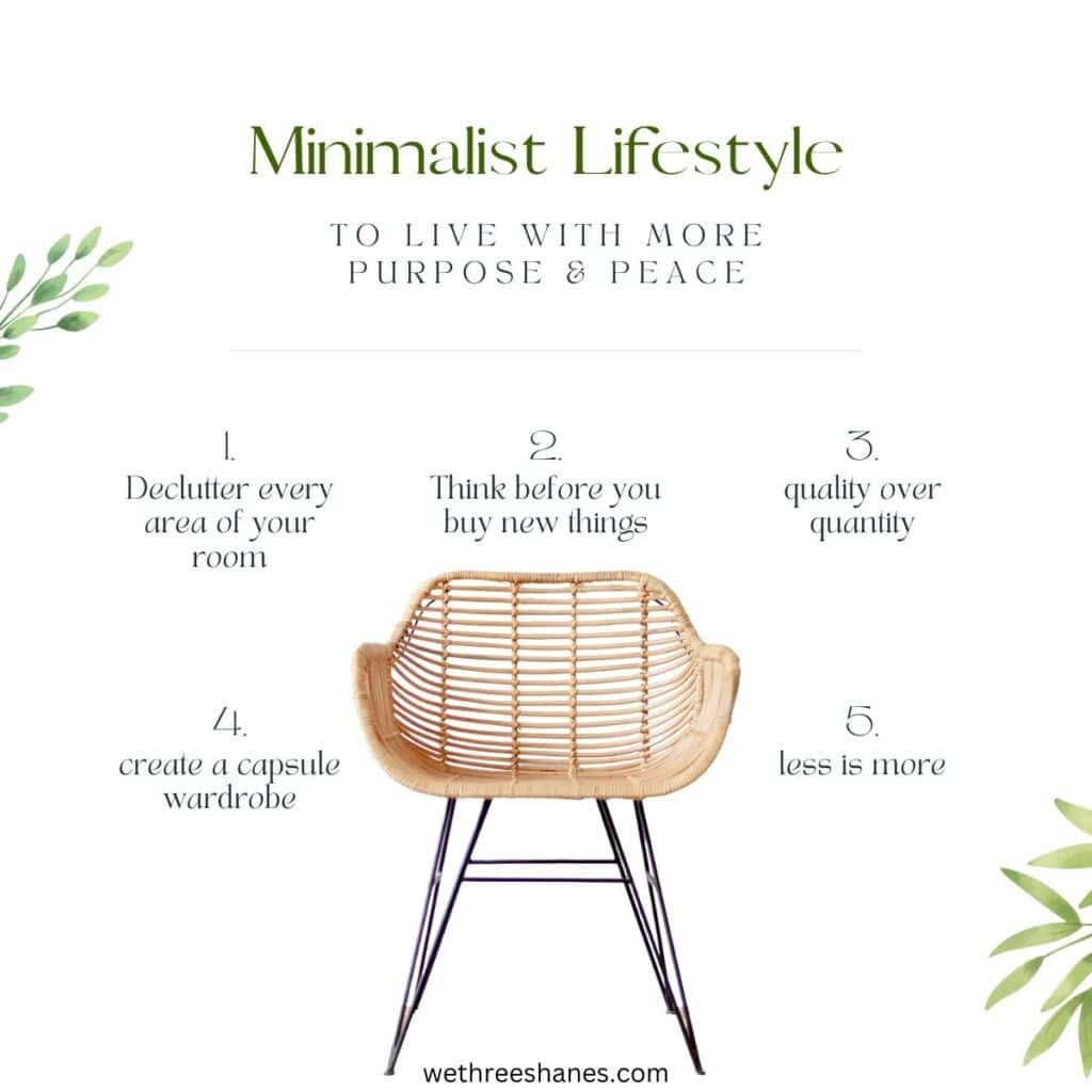 A modern wicker chair and some phrases about what minimalism is